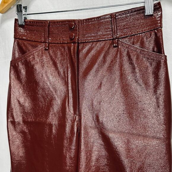 Aritzia Wilfred Glossy Faux Leather Pant in Maroon Rustique Size 4 - Picture 4 of 8